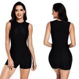 Atletik Yüzücü Mayo, Siyah, Kolsuz, Hızlı Kuruyan Kumaş (Siyah, XL)