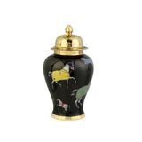 Atlı Dekoratif Siyah Gold Küp Küçük Boy 12X19X32 Cm Ak.Wlt0694
