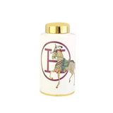 Atlı Hermes Beyaz Gold Dekoratif Küp Büyük Boy 17X17X33 Cm Ak.Wlt0701