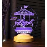 Atlıkarınca Led Lamba, İsimli Nostaljik Atlı Karınca Çocuk Odası Hediyesi Gece Lambası, Carousel Dekoratif Hediye Led Lamba