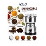 Atlt Atlantis 150W Baharat Öğütücü Kahve Öğütücü 150 Gram Kapasiteli Paslanmaz Çelik Kase ve Bıçaklar 4 Bıçaklı Elektrikli Şeffaf Kapaklı DP-207
