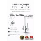 ATLT ATLANTİS ARITMA ÇIKIŞLI 3 YOLLU MUSLUK MUTFAK EVİYE BATARYASI SICAK SOĞUK 2 YIL GARANTİLİ PASLANMAZ ÇELİK
