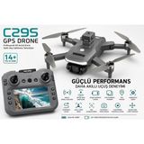 Atlt Atlantis C29S Gps Drone Ekranlı Kumanda Özel Öantalı LED Işıklı 360 Derece Engel Algılamalı Profesyonel Hd Hava Dronu Elektirikli Lens 50X Zoom Fırçasız Motor Katlanabilir Tasarımı - Füme