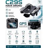 Atlt Atlantis C29S Gps Drone Ekranlı Kumanda Özel Öantalı LED Işıklı 360 Derece Engel Algılamalı Profesyonel Hd Hava Dronu Elektirikli Lens 50X Zoom Fırçasız Motor Katlanabilir Tasarımı - Siyah