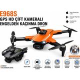 Atlt Atlantis E968S Drone Çift Kameralı Engel Kaçınma Fırçasız Motor Elektirikli Kamera Akıllı Eve Dönüş Başsız Mod Katlanabilir Akıllı Hover Wifi Cam Uygulaması Telefondan Kontrol - Siyah