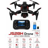 Atlt Atlantis JS28H Drone Akıllı Hava Dronu Engel Tınama Ekranlı Kumanda Fotoğrafçılık Dronu 50X Zoom Başsız Mod Tek Tuşla Geri Dönüş Elektirikli Kamera 2 Lens Fırçasız Motor Elden Kaçınma Katlanabilir - Siyah