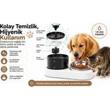 Atlt Atlantis Kedi Köpek Için 2'si 1 Arada Öşft Otomatik Su Sebili 1.8 Litre ve Mama Kabı Besleme Seti Su Çeşmesi Sürekli Taze Su Evcil Hayvan - Beyaz