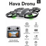 Atlt Atlantis M2 Dron Hava Aerial Drone 1080P Full Hd Yükseklik Koruma 360° Derece Dönüş Başsız Mod 6 Ekseni Jiroskop LED Işıklar Yörünge Uçuşu Fotoğraf Video Çekimi Hobi Oyuncak Dron - Gri