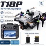 Atlt Atlantis T18P Dron 4K Hd Hava Fotorafçılığı 3 Lens USB Kart Okuyucu+Kafıza Kartı Hediye Tek Tuş Iniş Kalkış Ekranlı Kumanda Fırçasız Motor Havada Sabit Kalma 360 Derece Engel Algılama Elektirikli Kamera - Gri