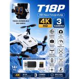 Atlt Atlantis T18P Dron 4K Hd Hava Fotorafçılığı 3 Lens USB Kart Okuyucu+Kafıza Kartı Hediye Tek Tuş Iniş Kalkış Ekranlı Kumanda Fırçasız Motor Havada Sabit Kalma 360 Derece Engel Algılama Elektirikli Kamera - Siyah