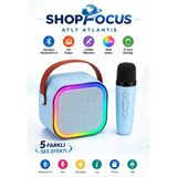Atlt Atlantis Tek Mikrofonlu Karaoke Speaker Bluetooth Hoparlör Rgb LED Işıklı 5 Efektli Ses Bombası Usb-Sd-Fm - Pembe