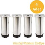Atmaca Ayarlanabilir Mobilya Kanepe Baza Koltuk Dolap Metal Destek Yükseltici Ayağı Krom Ayakları (4 Adet) - 5.5cm