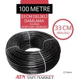 ATN 100 Metre 16MM Damlama Sulama Hortumu 33 cm Delikli Aralıklı Bahçe Tarla Sera İçin Dayanıklı Yapı