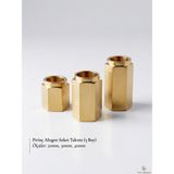 Atölye Asya 6 Köşe Som Pirinç Mumluk – 20/30/40 mm – 24 mm Genişlik – Dekoratif Mumluk - Gold