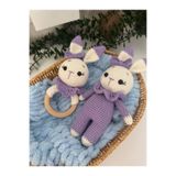 atolye best amigurumi fındık tavşan ikili set,yenidoğan set, amigurumi uyku arkadaşı tavşan
