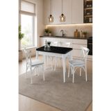 Atolye Casa 60x100 Mutfak Masası (Sadece Masa) Siyah Mermer Katlanır Masa Dolunay Model