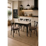 Atolye Casa 60x100 Mutfak Masası (Sadece Masa) Traverten Katlanır Masa Dolunay Model
