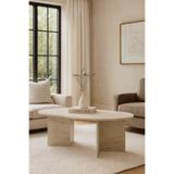 Atolye Casa 80x130cm Traverten Orta Sehpa Sabit Oval Oscar Model