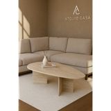 Atolye Casa 80x140cm Traverten Orta Sehpa Sabit Oval Flap Model