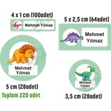 Atölye Çizgi Dinozor Okul Etiketi Kalem Defter Etiketi Isme Özel