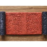 Atölye Dekupaj Model 200 - Çiçek Deseni - Deboss & Emboss İkili Set - Polimer Kil Seramik Çamuru Doku Oklavası