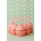 Atolye Doruk 20 ADET Pembe 2 Rakamı Cupcake Kürdanı-Kız Bebek 2 Yaş Doğum Günü Pasta Süsleme Malzemeler