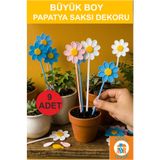 Atölye Doruk Papatya Saksı Süsü - Papatyalı Saksı Dekoru- Renkli Çiçek Saksı Aksesuarı-Renkli Saksı Süs 9 ADET