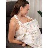 Atölye Eda Exclusive Atölye Eda %100 Pamuklu Oeko-Tex Sertifikalı Balenli Ayarlanabilir Yaka Aparatlı Emzirme Önlüğü 80 x 100 cm Dokuma Kumaş - Çiçekli Sarı