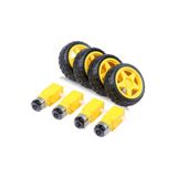 ATOLYE ELEKTRONİK 3-6V Redüktürlü Arduino Uyumlu DC Sarı Motor ve Tekerlek Seti - 4 Adet Motor+Teker
