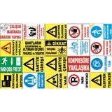 Atölye Fabrika İşyeri Pvc İş Güvenliği Uyarı Levhası -20 Adet Paket 22