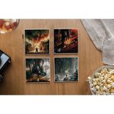 Atölye Hobbit Temalı Bardak Altlığı 4’lü Set Doğal Taş (10X10 Cm) - 10 x 10 cm