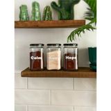 Atölye Merdiven Calm Happy Hope Cam 3lü Dekoratif Erzak Kahve Çay Şeker Kavanozu 850 cc Dekoratif Kavanoz - 1 - 850 ml