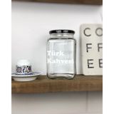 Atölye Merdiven Türk Kahvesi Için Kavanozu Cam Dekoratif Erzak Kahve Kavanozu Çay Şeker Kavanozu Coffee Etiketli - 1 - 1 lt