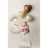 Atölye Mi 3 Yaş Doğum Günü Retro Pastel Parti Balon Seti 3 Adet Retro Kalp Balon 3 Rakam Krem Folyo Balon - Çok Renkli