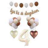 Atölye Mi 4 Yaş Doğum Günü Retro Balon Seti Kraft İyi Ki Doğdun Banner Krem Yaş Balonu Deniz Kumu Kahve Balon