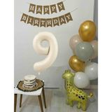 Atölye Mi 9 Yaş Balon Seti Zürafa Balonlu Happy Birthday Bannerlı Doğum Günü Balon Süsleme Seti