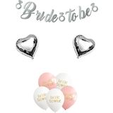 Atölye Mi Gümüş Kaligrafi Banner Bride To Be Kalp Balonlu Bride Parti Balon Süsleme Seti - Kopya