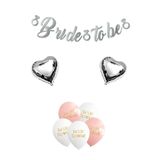 Atölye Mi Gümüş Kaligrafi Banner Bride To Be Kalp Balonlu Bride Parti Balon Süsleme Seti