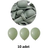 Atölye Mi Küf Yeşili Balon 12" - 30 cm Lateks Küf Yeşili Renk Balon 10'lu Paket - Çok Renkli