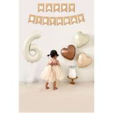 Atölye Mi Retro Krem 6 Yaş Balonlu Happy Birthday Kraft Bannerlı 3 Retro Kalp Balonlu Balon Seti