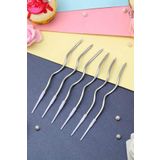Atölye Mi Spiral Kıvrık Gümüş Parlak Gümüş Mumlar Pasta Mumu 6lı