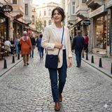 Atölye Mila Lacivert Makrome Ip El Örgüsü Küçük Omuz Çantası