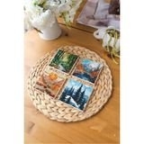 Atölye Mozaik Doğa Desenli Bardak Altlığı 4’lü Set Doğal Taş (10X10 Cm) - 10 x 10 cm