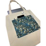 Atölye Smyrna Cepli Bez Çanta, Plaj Çantası, Yüzde Yüz Pamuk Kalın Ribs Kumaş ( Badem Çiçekleri , Van Gogh )