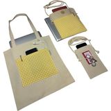 Atölye Smyrna Pötikare Desen 3'lü Çanta Set, Cepli Bez Çanta, Kitap Tablet Ebook Çantası, Telefon Çantası (Sarı)