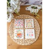 Atölye Yılbaşı Temalı Renkli Bardak Altlığı 4’lü Set Doğal Taş Traverten (10X10 Cm) - 10 x 10 cm