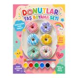 Atölye yüksel Donutlar Taş Boyama Seti = 6 Taş Donut + 6 Renk Boya + 1 Fırça