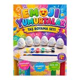 Atölye yüksel Emoji Yumurtalar Taş Boyama Seti =6 Taş + 6 Renk Boya + 1 Fırça