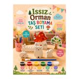 Atölye yüksel Issız Orman Taş Boyama Seti = 9 Taş + 6 Renk Boya + 1 Fırça
