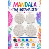 Atölye yüksel Mandala Taş Boyama Seti = 4 Taş + 6 renk Boya + 1 Fırça